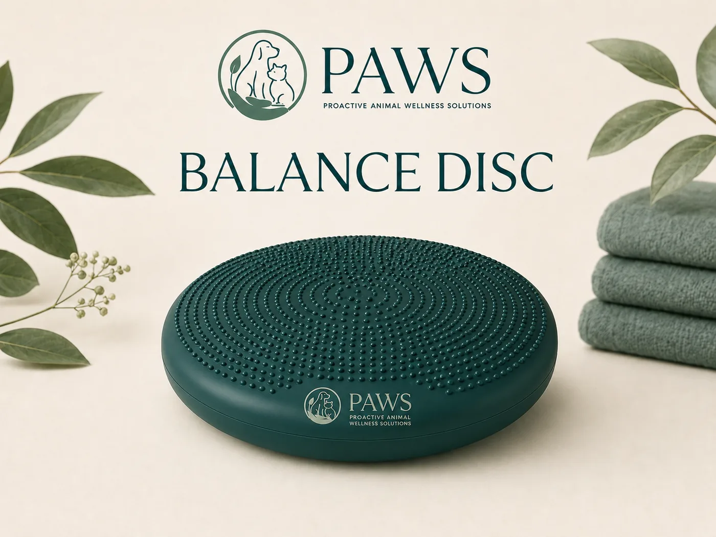 Inflatable dog balance disc with non-slip textured surface by PAWS
