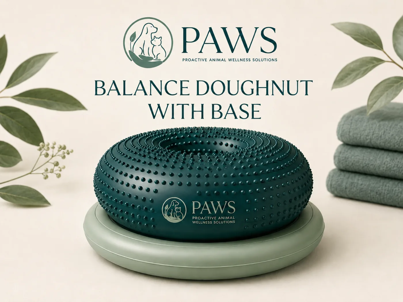Dog balance doughnut with stabilizing ring base, inflatable canine rehab equipment by PAWS