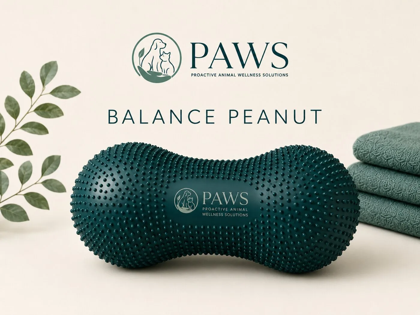 Peanut-shaped inflatable physio roll for dog strengthening and stretching exercises by PAWS