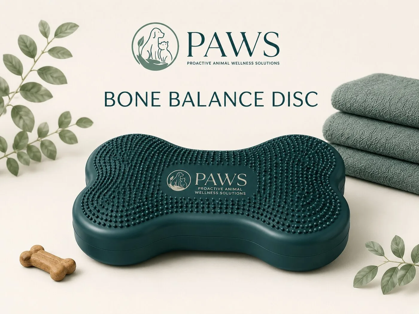 Bone-shaped inflatable balance platform with wave texture for everyday dog core work by PAWS
